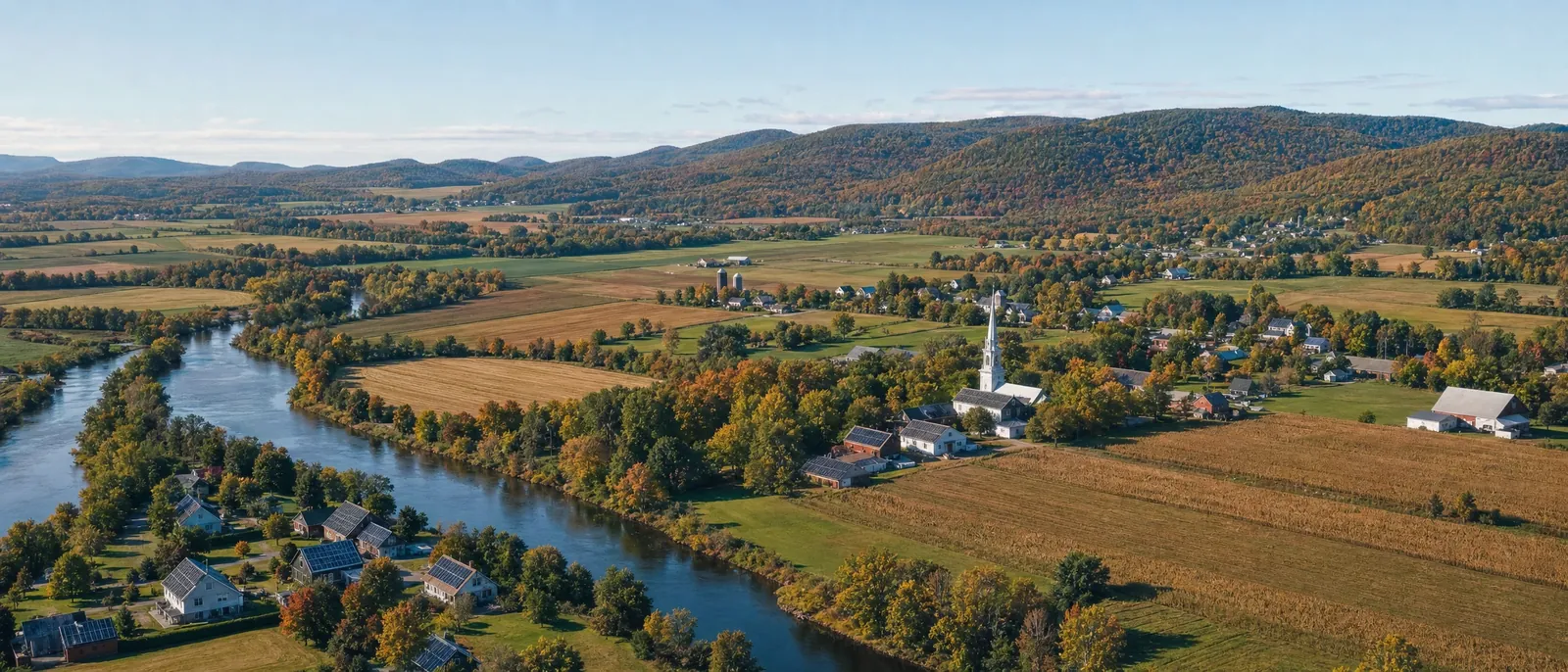 Illustration : panorama aérien de la plaine de Lanaudière et des contreforts des Laurentides